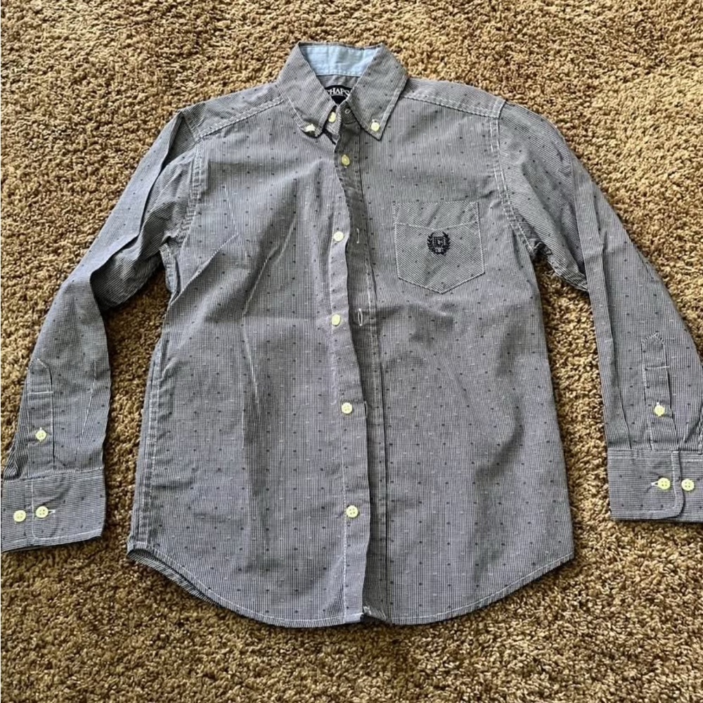 Chaps Blue and White Button Down Shirt Classic Tailored Fit